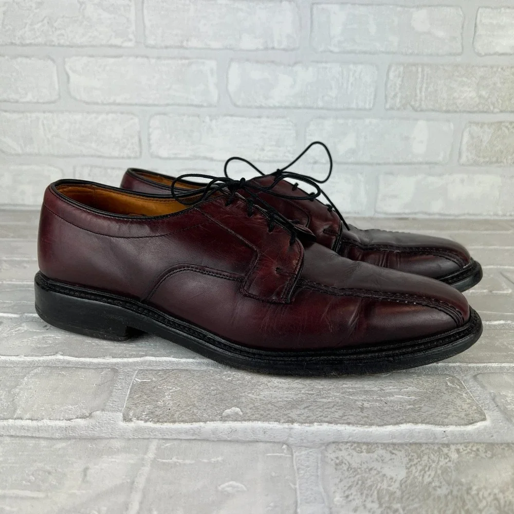 Allen Edmonds Hillcrest Oxford Shoes Mens 10 D Burgundy Leather Bicycle Toe 5974